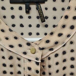 Donna Karan Beige and Black Polka Dot Blouse
